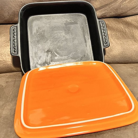 Parini Orange Square Covered Casserole Baker Non Stick 9.5 x 9.5 x 2.5 Inches - Picture 5 of 5